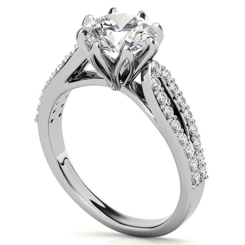 Round 8-Prong Floral Split Shank Wedding Set