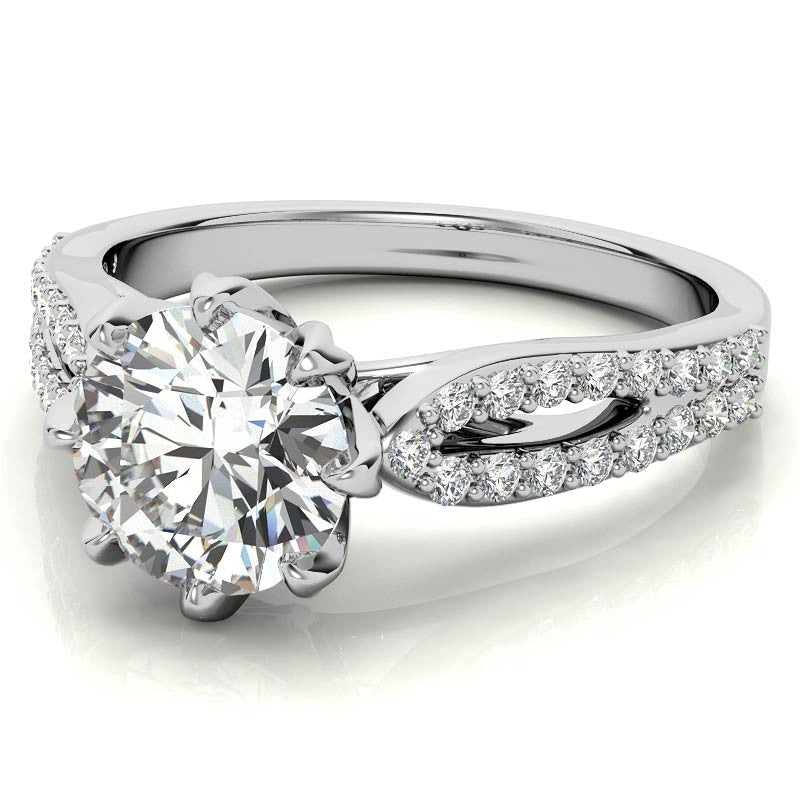 Round 8-Prong Floral Split Shank Wedding Set