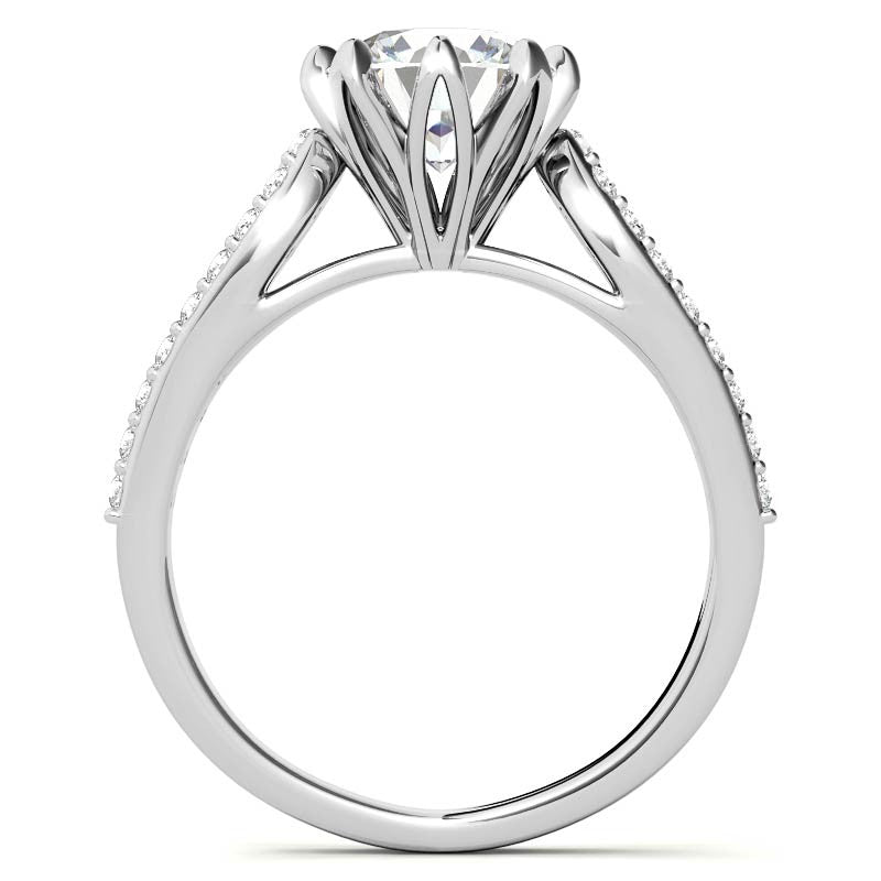 Round 8-Prong Floral Split Shank Wedding Set