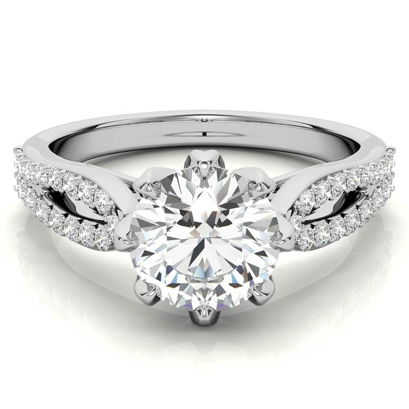 Round 8-Prong Floral Split Shank Wedding Set