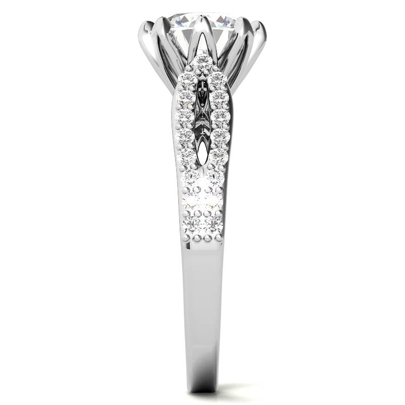 Round 8-Prong Floral Split Shank Wedding Set