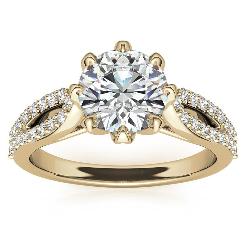 Round 8-Prong Floral Split Shank Wedding Set