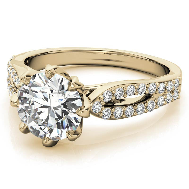 Round 8-Prong Floral Split Shank Wedding Set