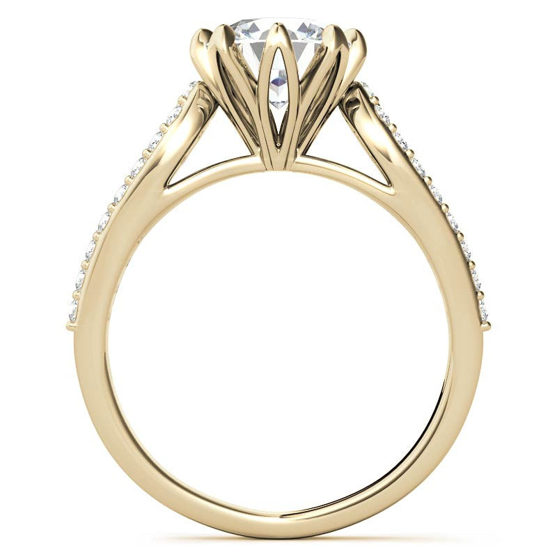 Round 8-Prong Floral Split Shank Wedding Set