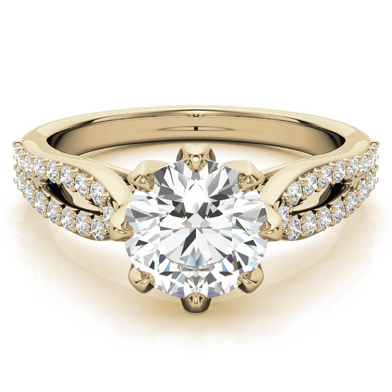 Round 8-Prong Floral Split Shank Wedding Set