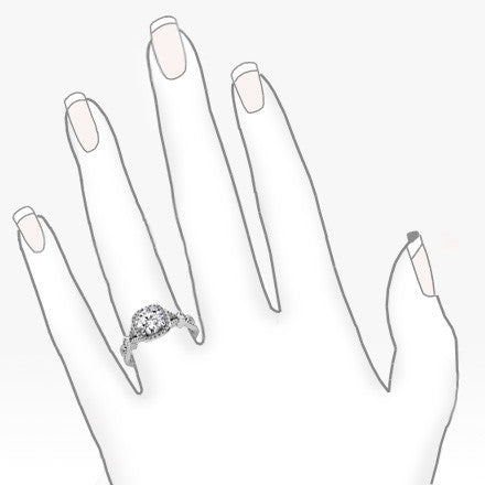 Round Halo Split Shank Moissanite Engagement Ring