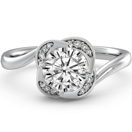 Round Brilliant Moissanite Halo Bypass Engagement Ring
