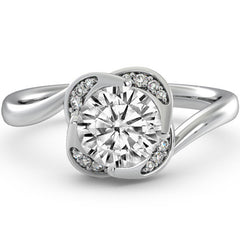 Round Brilliant Moissanite Halo Bypass Engagement Ring
