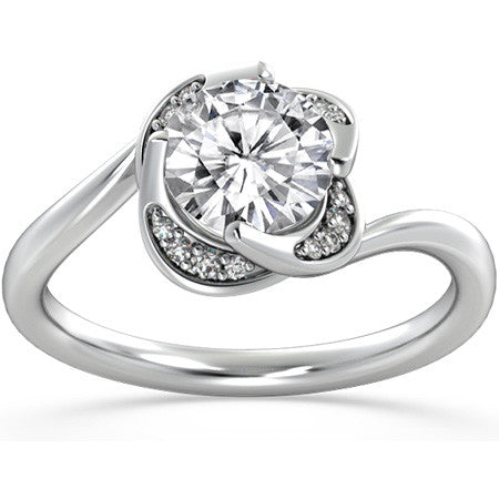 Round Brilliant Moissanite Halo Bypass Engagement Ring