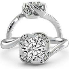 Round Brilliant Moissanite Halo Bypass Engagement Ring