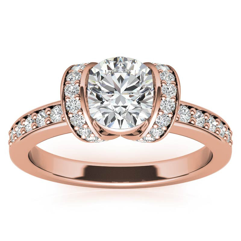 Round Ribbon Moissanite Engagement Ring