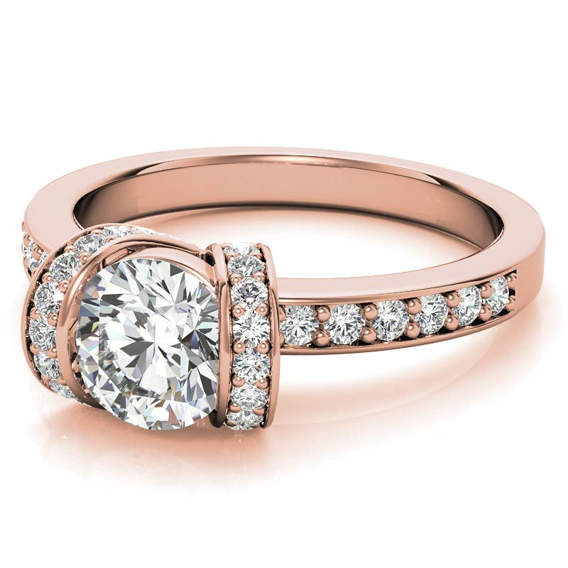 Round Ribbon Moissanite Engagement Ring