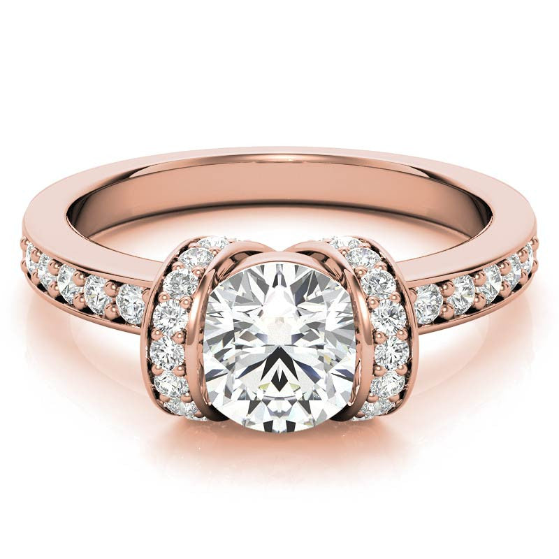 Round Ribbon Moissanite Engagement Ring