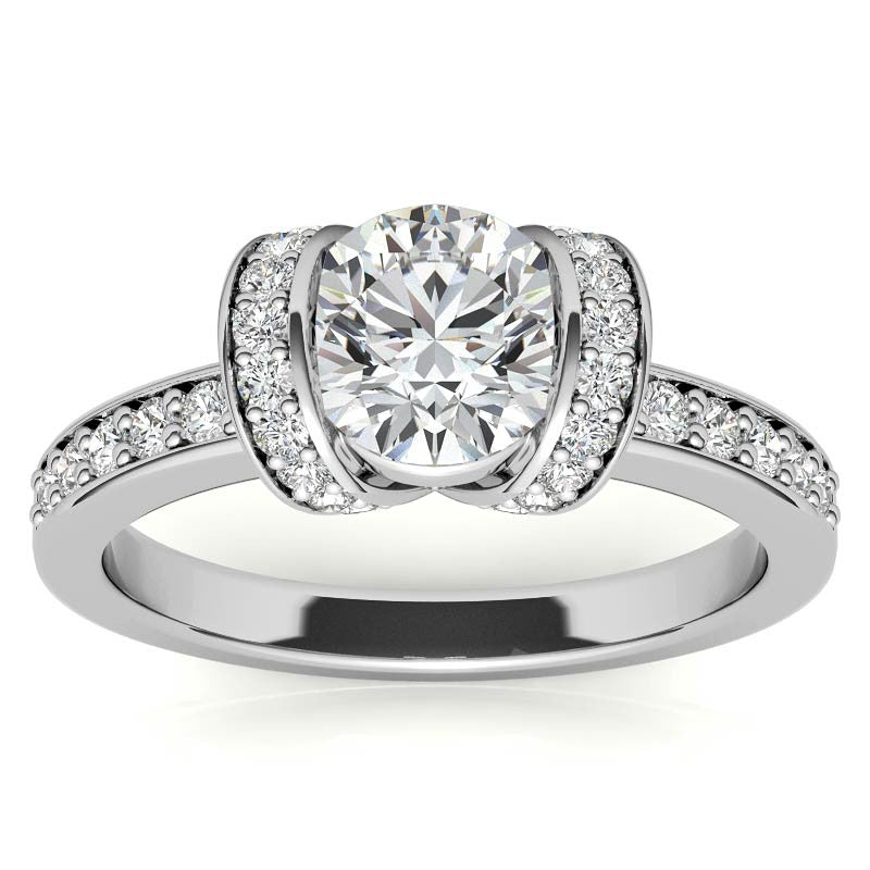 Round Ribbon Moissanite Engagement Ring