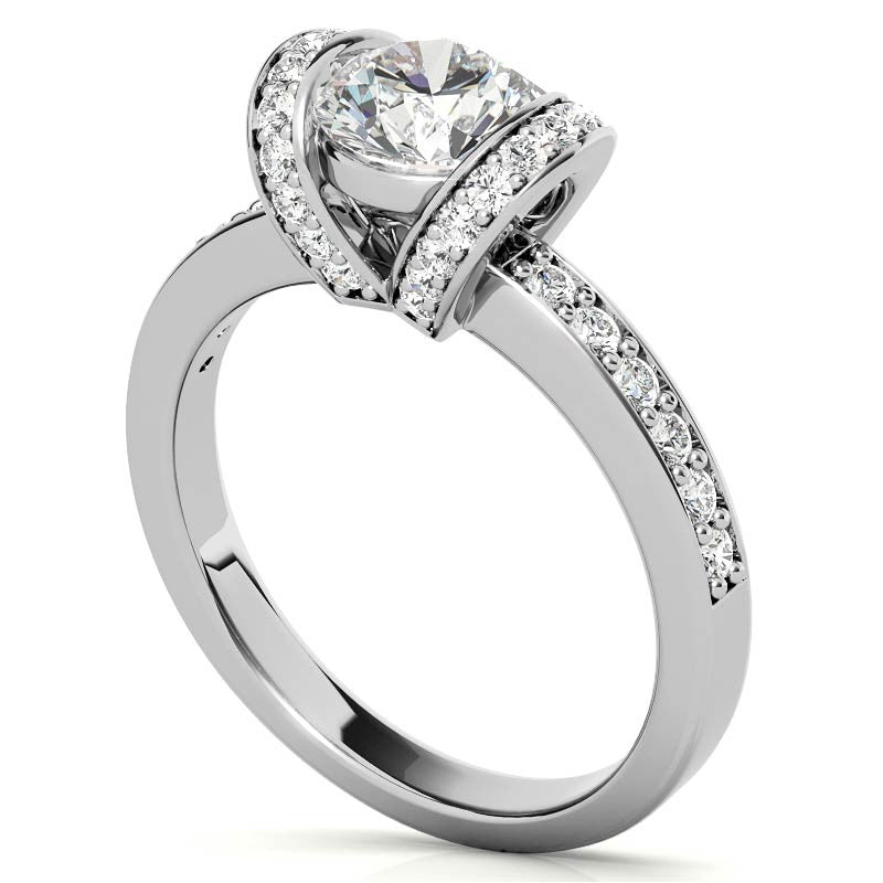 Round Ribbon Moissanite Engagement Ring
