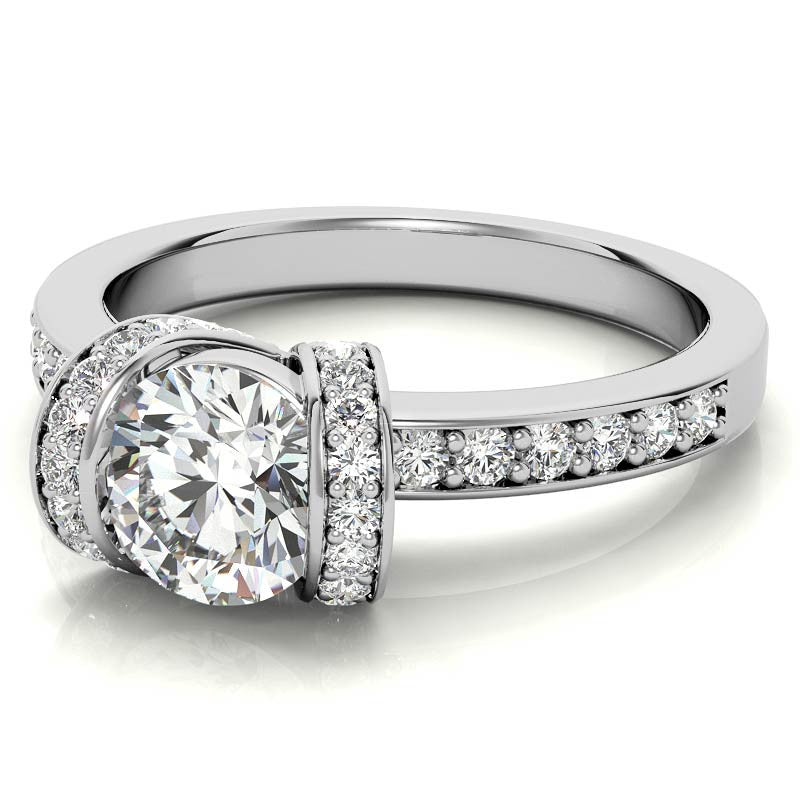 Round Ribbon Moissanite Engagement Ring