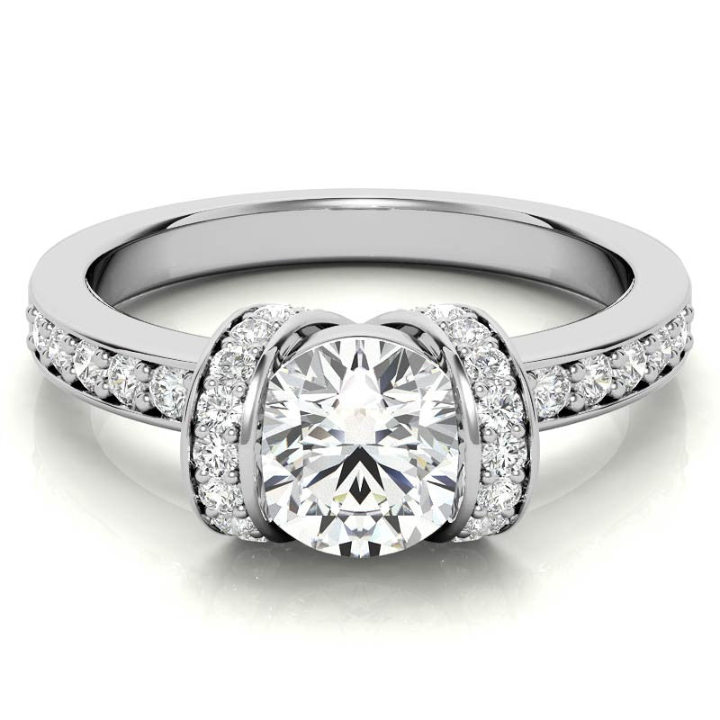 Round Ribbon Moissanite Engagement Ring
