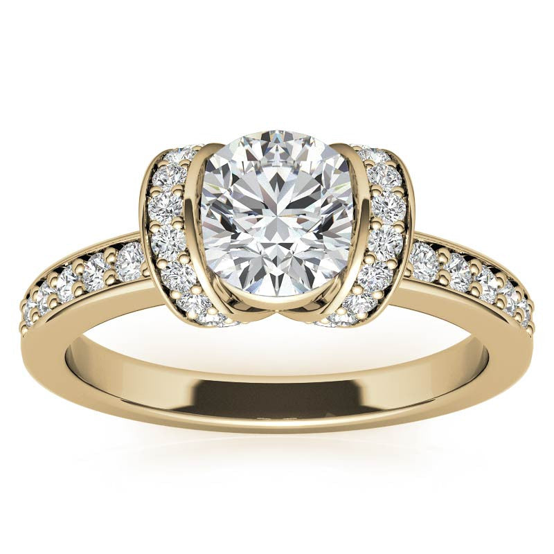 Round Ribbon Moissanite Engagement Ring