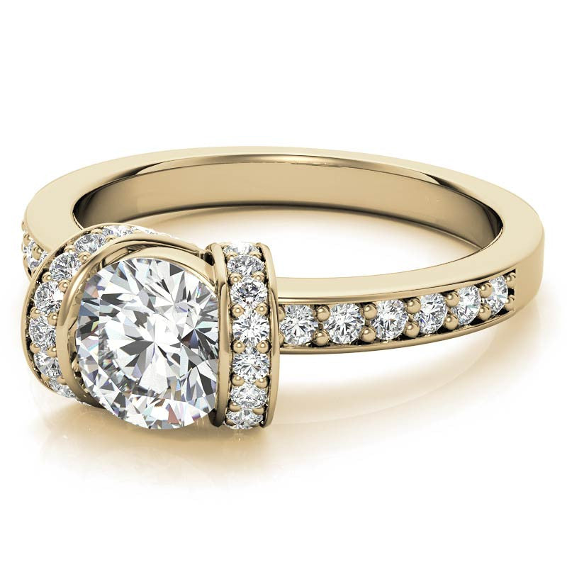 Round Ribbon Moissanite Engagement Ring