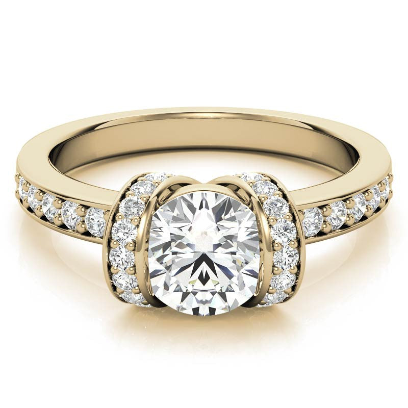 Round Ribbon Moissanite Engagement Ring