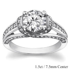 Criss-Cross Round Brilliant Moissanite Engagement Ring