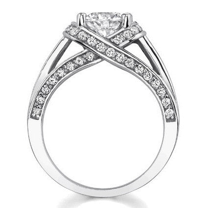 Criss-Cross Round Brilliant Moissanite Engagement Ring