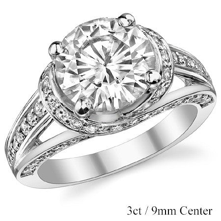 Criss-Cross Round Brilliant Moissanite Engagement Ring