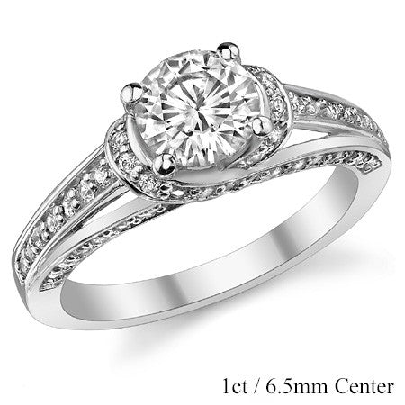Criss-Cross Round Brilliant Moissanite Engagement Ring