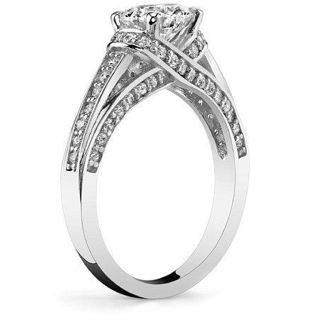 Criss-Cross Round Brilliant Moissanite Engagement Ring