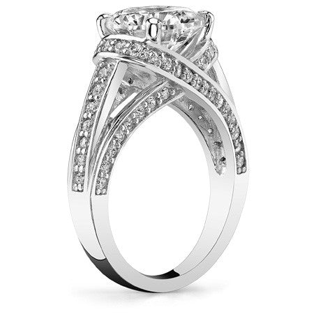Criss-Cross Round Brilliant Moissanite Engagement Ring