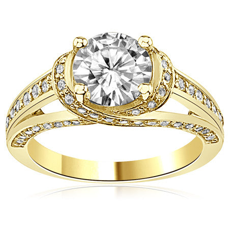 Criss-Cross Round Brilliant Moissanite Engagement Ring