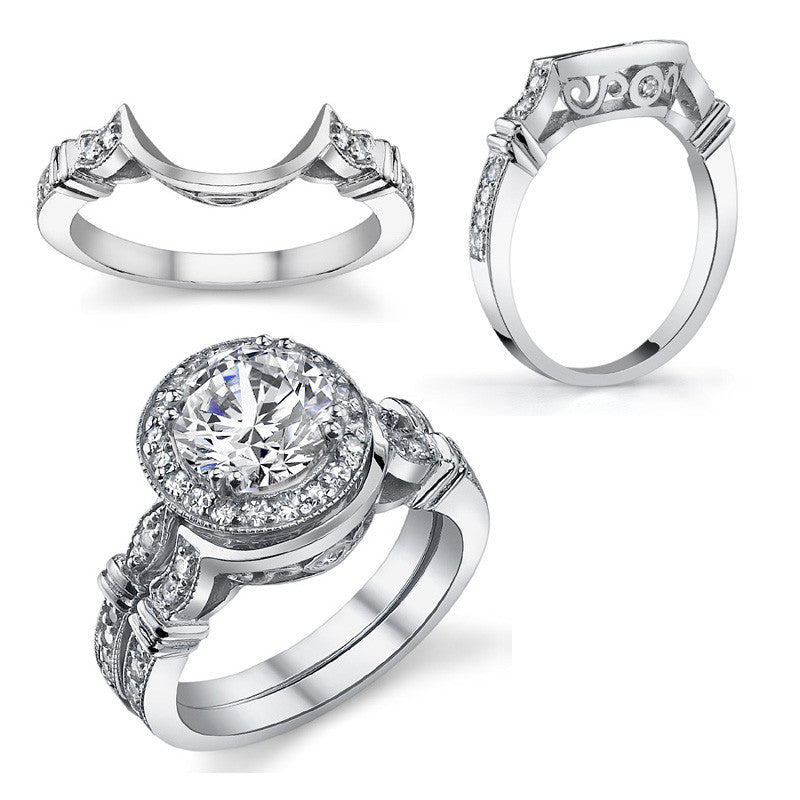 Round Antique Bella Halo Moissanite Engagement Ring