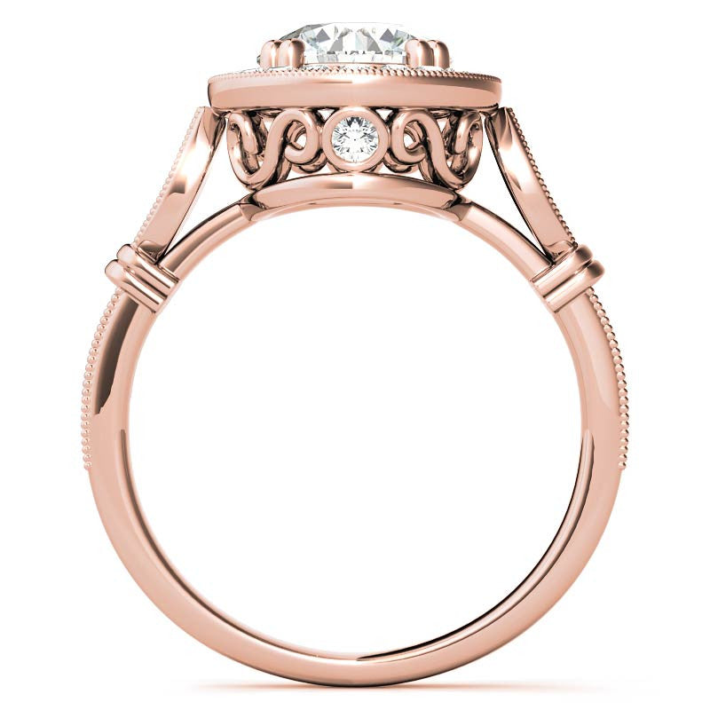 Round Antique Bella Halo Moissanite Engagement Ring