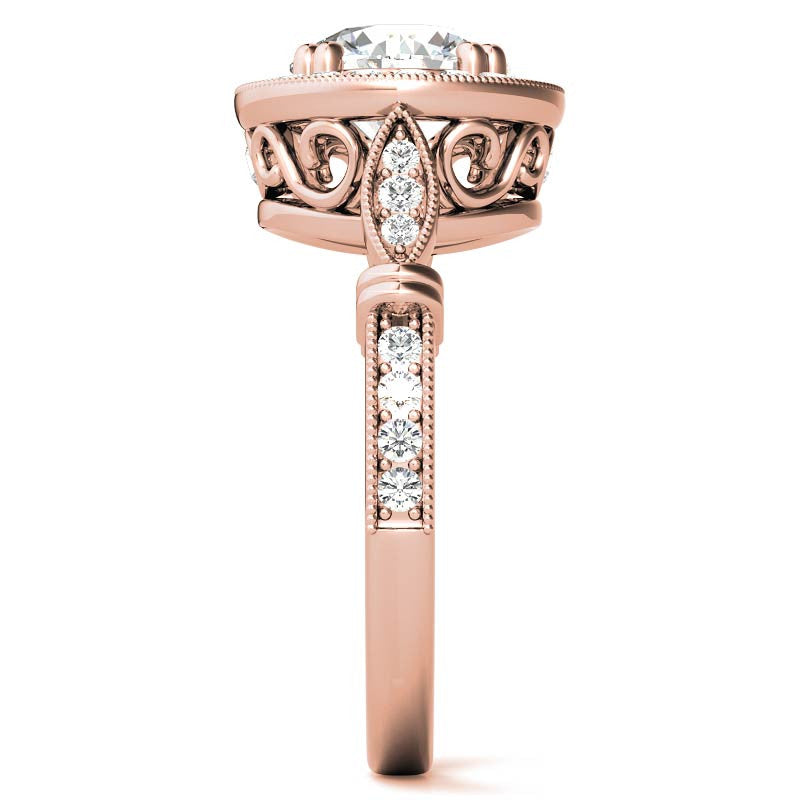 Round Antique Bella Halo Moissanite Engagement Ring