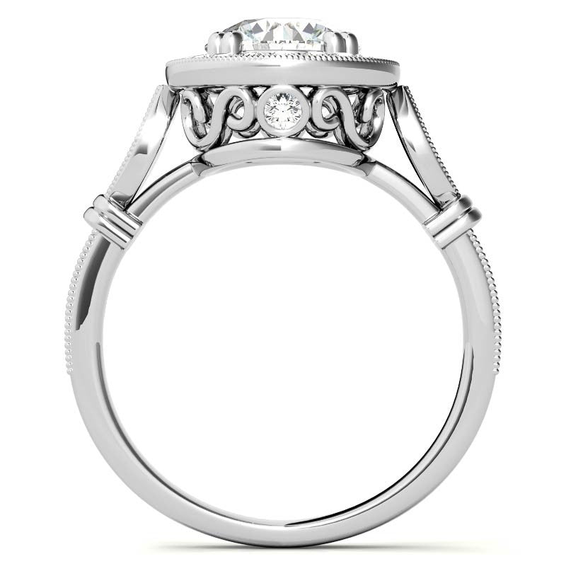 Round Antique Bella Halo Moissanite Engagement Ring
