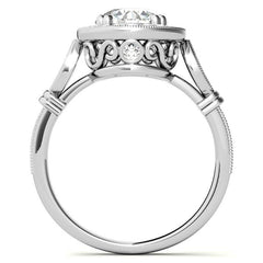 Round Antique Bella Halo Moissanite Engagement Ring