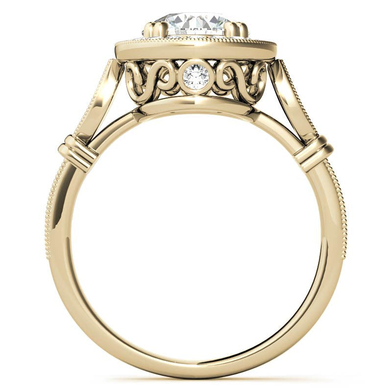 Round Antique Bella Halo Moissanite Engagement Ring
