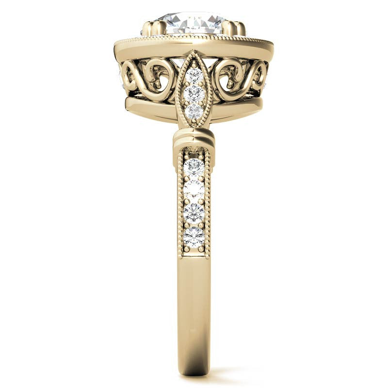 Round Antique Bella Halo Moissanite Engagement Ring