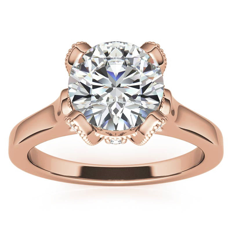 Round Antique Tulip Moissanite Engagement Ring