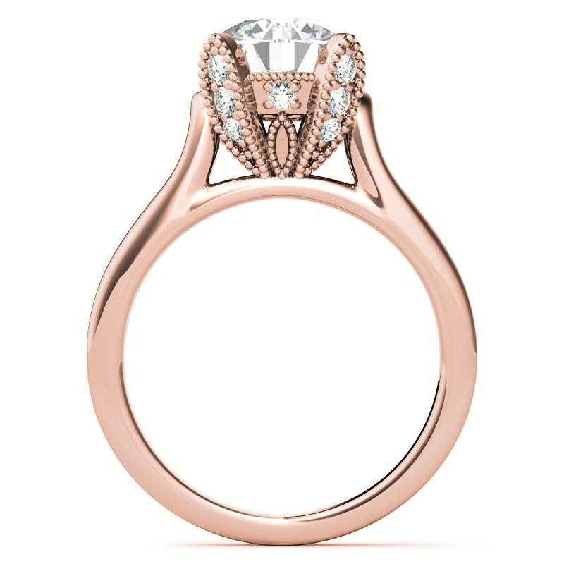 Round Antique Tulip Moissanite Engagement Ring