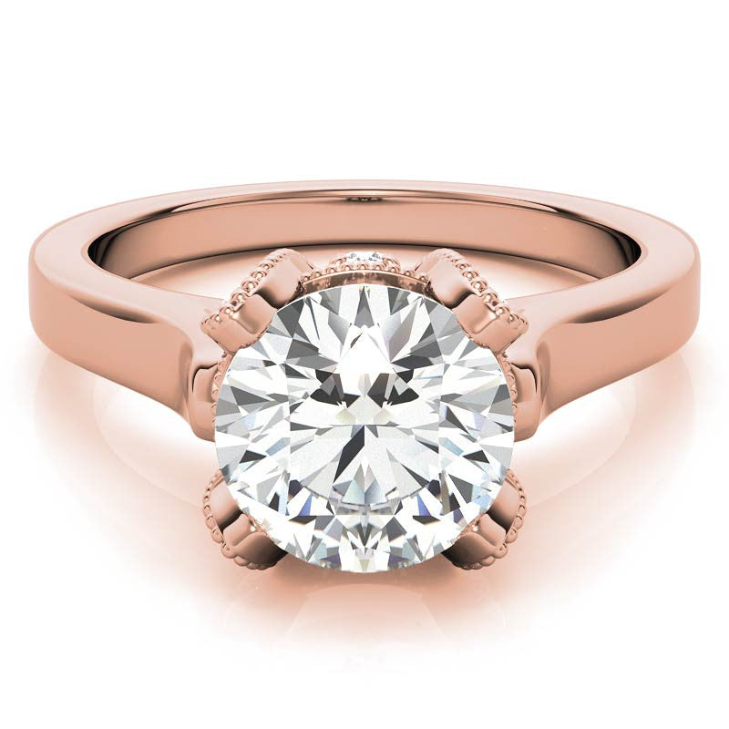 Round Antique Tulip Moissanite Engagement Ring