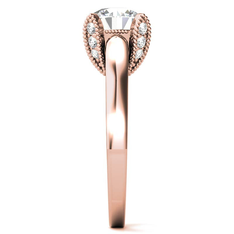 Round Antique Tulip Moissanite Engagement Ring