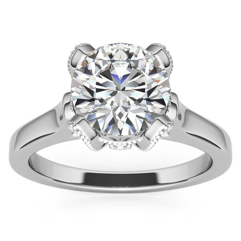 Round Antique Tulip Moissanite Engagement Ring