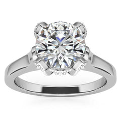 Round Antique Tulip Moissanite Engagement Ring