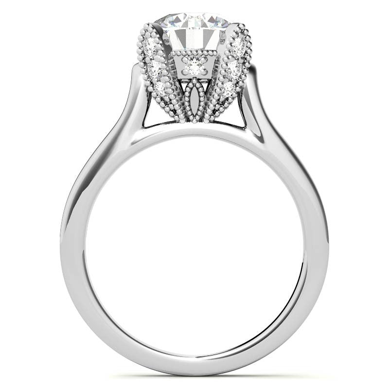 Round Antique Tulip Moissanite Engagement Ring