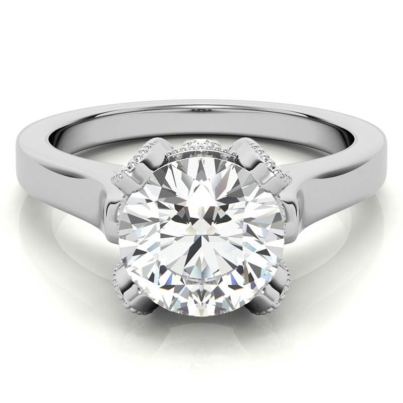 Round Antique Tulip Moissanite Engagement Ring