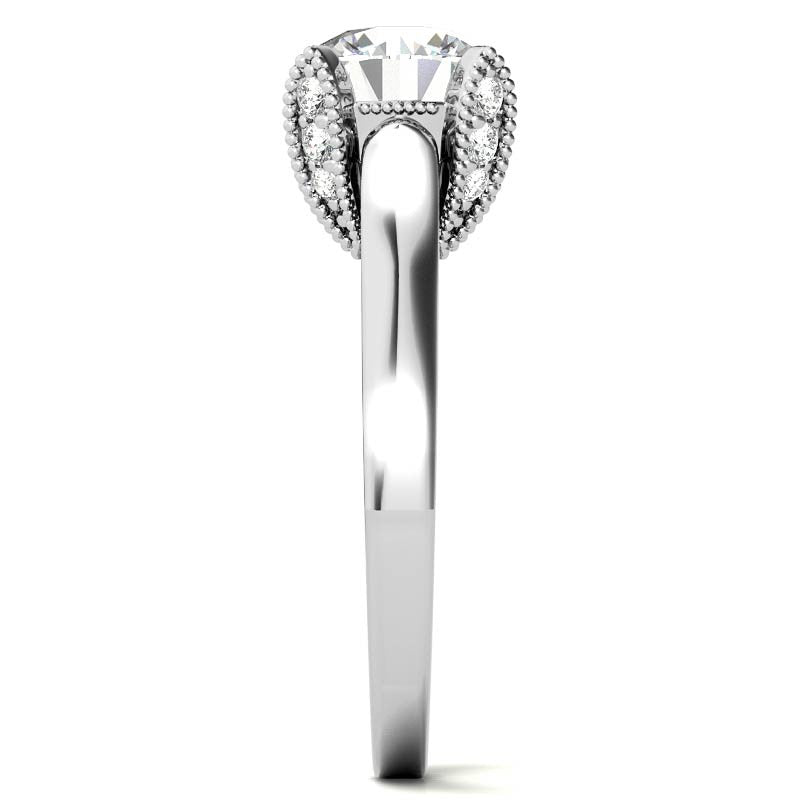 Round Antique Tulip Moissanite Engagement Ring