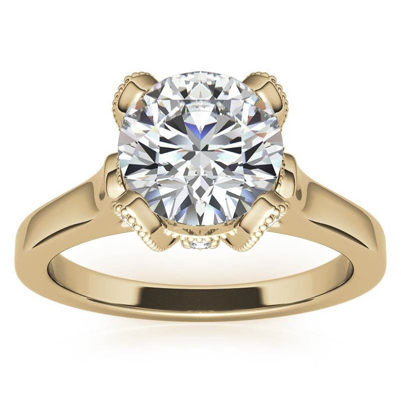 Round Antique Tulip Moissanite Engagement Ring