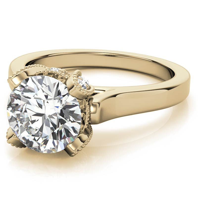 Round Antique Tulip Moissanite Engagement Ring