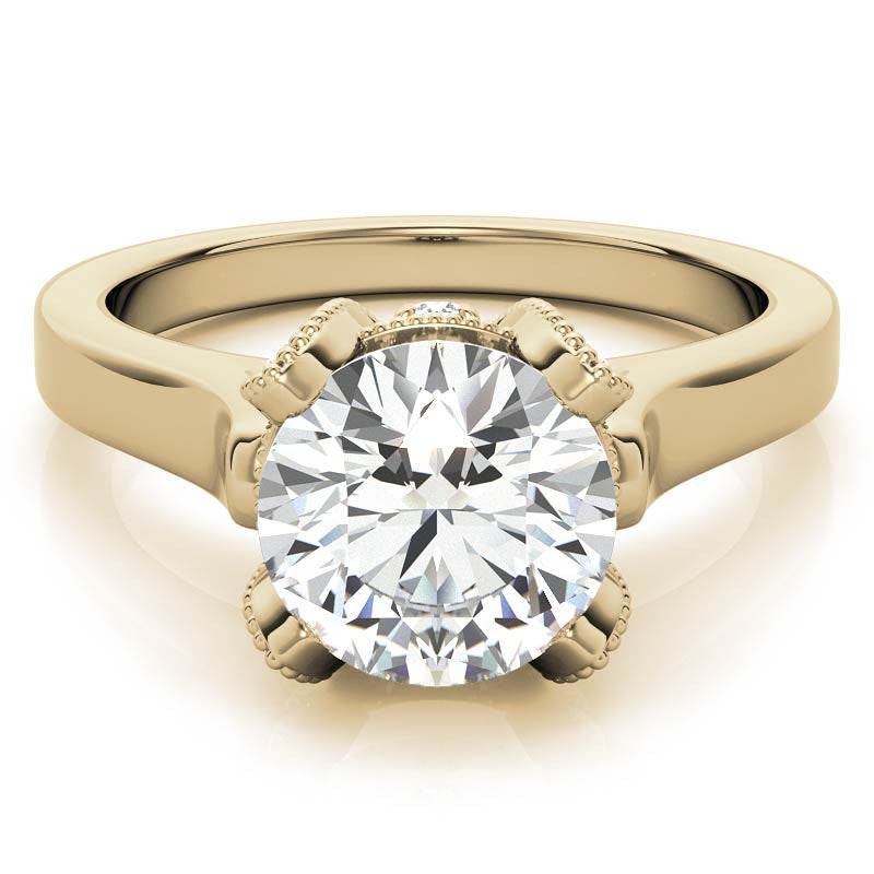 Round Antique Tulip Moissanite Engagement Ring